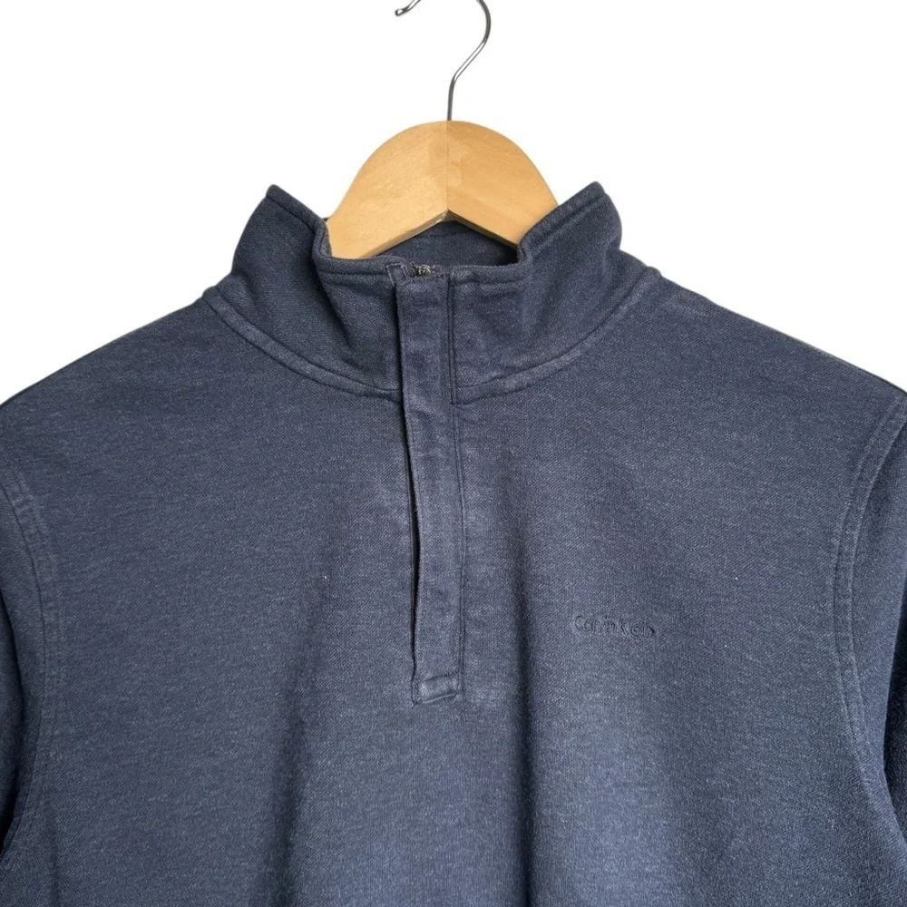 4/$25 Calvin Klein 1/4 Zip Mock Turtleneck  Pullover Sweater Size Medium Navy